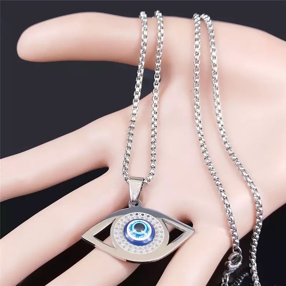 Unisex Stainless Steel Eye Pendant Necklace - Picture 2 of 7